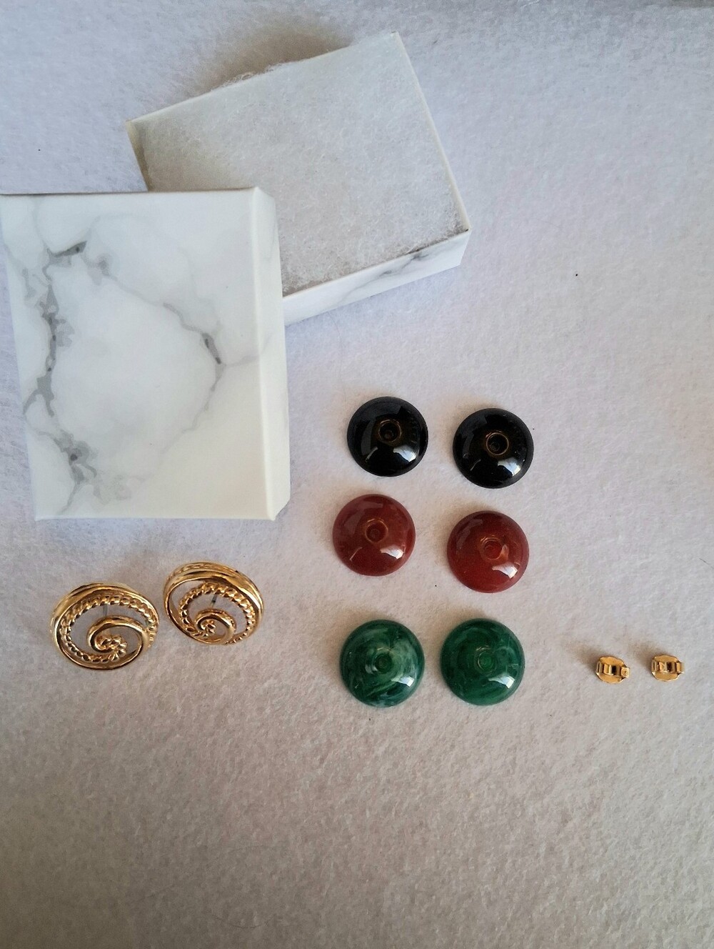 Vintage Interchangeable Multi-Pair Earring Lot - Black, Red, Green & Gold